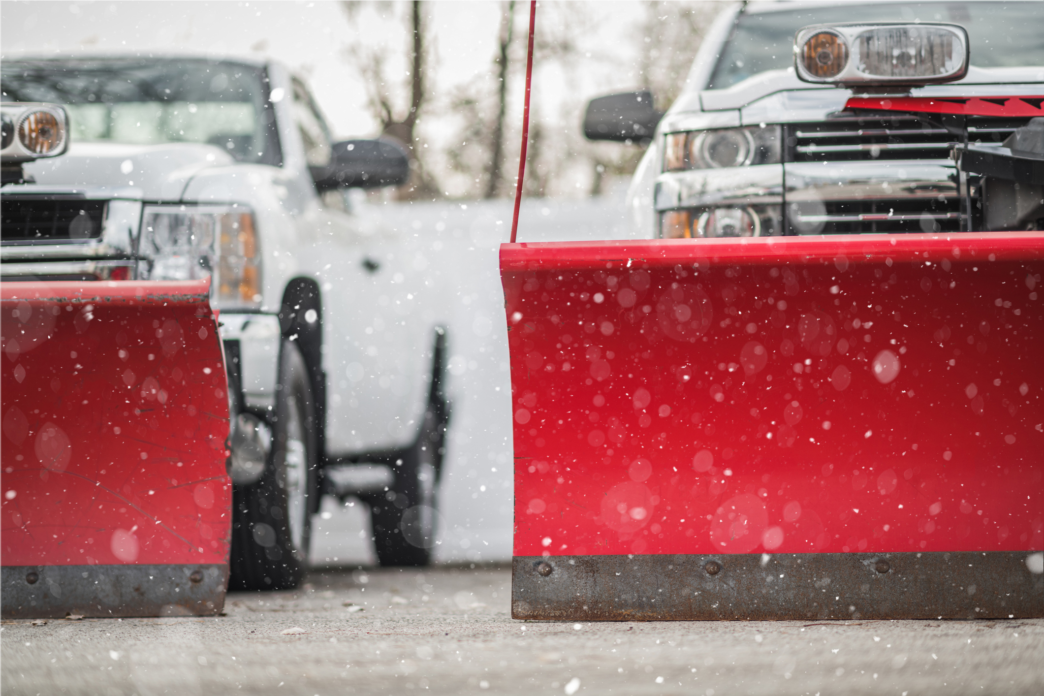 winter weather ready snow plow pickup trucks