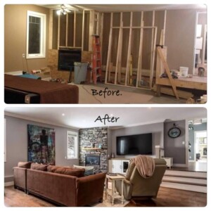 garage to bonus room before and after