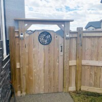 gate pic. Wood gate installation Calgary