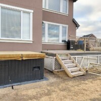 lyalta deck before pic. Before and after deck restoration in Calgary backyard